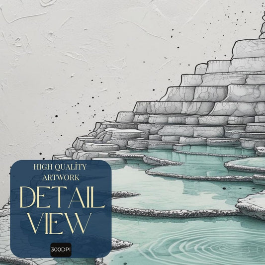 Arte de Pared Imprimible Travertino | Paisaje Minimalista de Piscina Mineral | Decoración de Pared Moderna de Naturaleza | Póster Digital Descargable Escandinavo