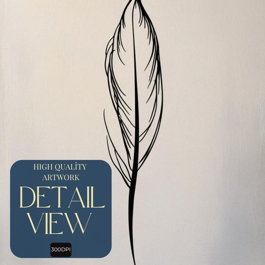Imprimible de Arte Lineal de Pluma, Arte de Pared Minimalista de Pluma, Póster de Dibujo Botánico Lineal, Impresión Digital Neutral Moderna, Obra de Arte de Descarga Instantánea