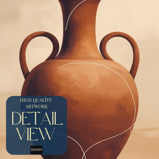 Arte de pared imprimible de jarrón de cerámica minimalista, póster de jarrón de terracota, decoración de cerámica moderna, lámina neutral escandinava, lámina de descarga digital
