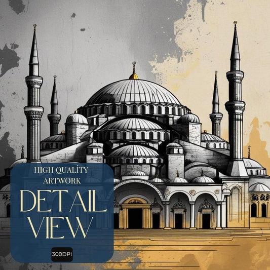 Impresión de Santa Sofía de Estambul, Impresión de Arquitectura de Mezquita Histórica, Decoración Islámica para el Hogar, Descarga Digital