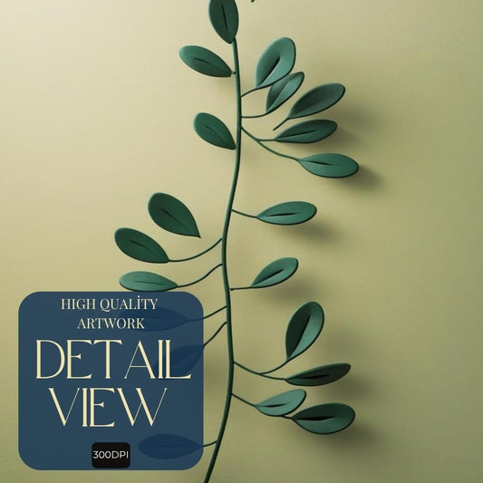 Lámina botánica minimalista para pared, estampado de rama de hoja verde, póster botánico moderno, decoración de naturaleza escandinava, descarga digital