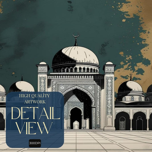 Arte de Pared Imprimible de Mezquita Islámica, Lámina de Arquitectura de Gran Mezquita, Decoración Minimalista Islámica para el Hogar, Arte de Pared Musulmán, Descarga Digital