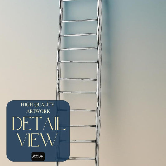 Arte de pared de escalera minimalista imprimible, póster de dibujo lineal moderno, decoración minimalista escandinava, arte de pared neutro contemporáneo, descarga digital