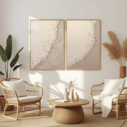 Botanical Line Art Wall Art Set of 2 Printable, Elegant Vine Prints, Minimalist Neutral Decor, Digital Download