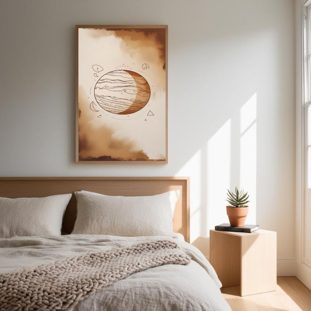 Arte de Pared Imprimible Planeta Celestial, Lámina de Planeta Cósmico Minimalista, Decoración Moderna del Hogar Espacial, Póster de Astronomía Escandinavo, Descarga Digital