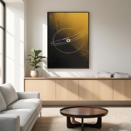 Arte de pared imprimible "Órbita Celestial", ilustración espacial de línea mínima, decoración cósmica moderna, póster de galaxia neutro, descarga digital