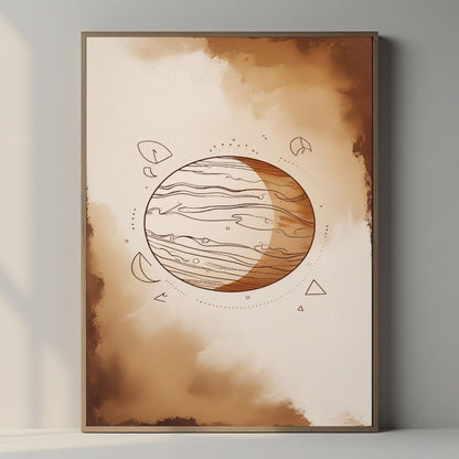 Arte de Pared Imprimible Planeta Celestial, Lámina de Planeta Cósmico Minimalista, Decoración Moderna del Hogar Espacial, Póster de Astronomía Escandinavo, Descarga Digital