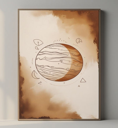 Celestial Planet Wall Art Printable, Minimal Cosmic Planet Print, Modern Space Home Decor, Scandinavian Astronomy Poster, Digital Download
