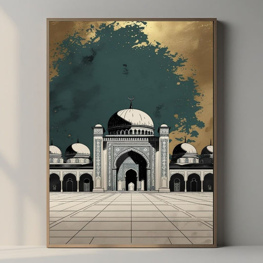 Arte de Pared Imprimible de Mezquita Islámica, Lámina de Arquitectura de Gran Mezquita, Decoración Minimalista Islámica para el Hogar, Arte de Pared Musulmán, Descarga Digital