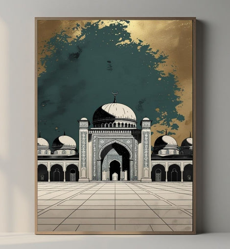 Islamic Mosque Wall Art Printable, Grand Mosque Architecture Print, Minimal Islamic Home Decor, Muslim Wall Art, Digital Download