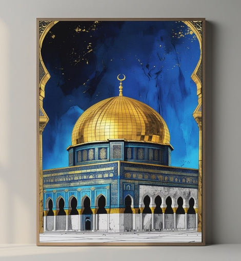Dome of the Rock Wall Art Printable, Islamic Architecture Poster, Jerusalem Landmark Print, Mosque Wall Decor, Digital Download
