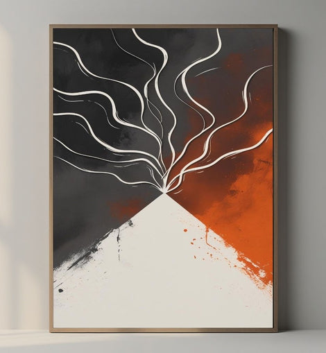 Volcanic Eruption Wall Art Printable, Modern Lava Landscape Print, Minimal Nature Home Decor, Contemporary Poster, Digital Download