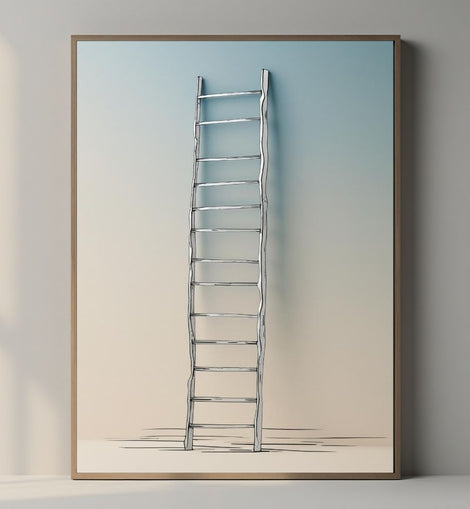 Minimal Ladder Wall Art Printable, Modern Line Drawing Poster, Scandinavian Minimal Decor, Contemporary Neutral Wall Art, Digital Download