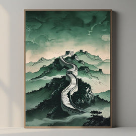 Great Wall of China Wall Art Printable, Chinese Landscape Poster, Asian Mountain Wall Decor, Oriental Travel Art, Digital Download Print