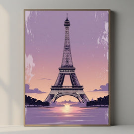 Eiffel Tower Wall Art Printable, Paris Sunset Poster, French Landmark Digital Print, Romantic Paris Decor, Instant Download Artwork