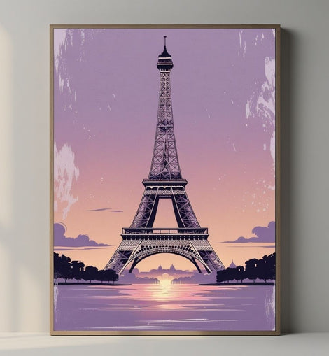 Eiffel Tower Wall Art Printable, Paris Sunset Poster, French Landmark Digital Print, Romantic Paris Decor, Instant Download Artwork