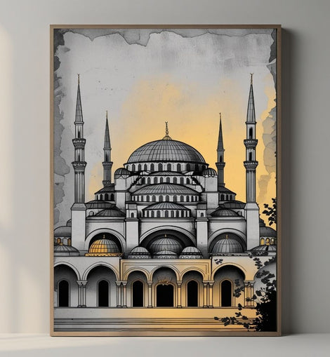 Blue Mosque Wall Art Printable, Sultan Ahmed Mosque Architecture Print, Istanbul Islamic Home Decor, Historic Landmark, Digital Download