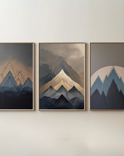 Modern Mountain Wall Art Set of 3 | Abstract Mountain Printable Art | Minimalist Landscape Decor | Neutral Nature Wall Art | Scandinavian Mountain Poster Set | Digital Download