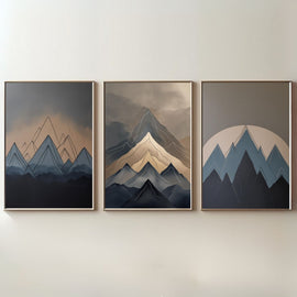 Modern Mountain Wall Art Set of 3 | Abstract Mountain Printable Art | Minimalist Landscape Decor | Neutral Nature Wall Art | Scandinavian Mountain Poster Set | Digital Download