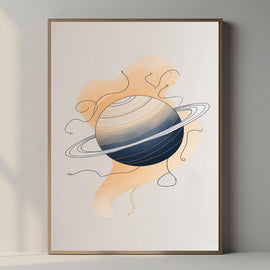 Saturn Planet Wall Art Printable, Minimal Space Poster, Modern Solar System Digital Print, Celestial Home Decor, Instant Download Artwork