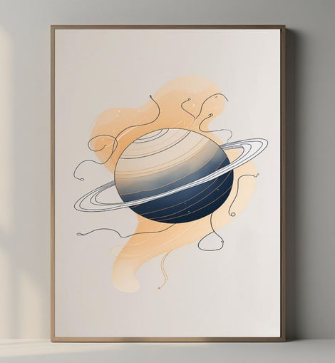 Saturn Planet Wall Art Printable, Minimal Space Poster, Modern Solar System Digital Print, Celestial Home Decor, Instant Download Artwork