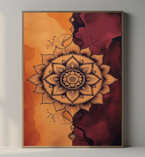 Mandala Wall Art Printable, Lotus Mandala Poster, Boho Spiritual Decor, Meditation Wall Print, Digital Download Print
