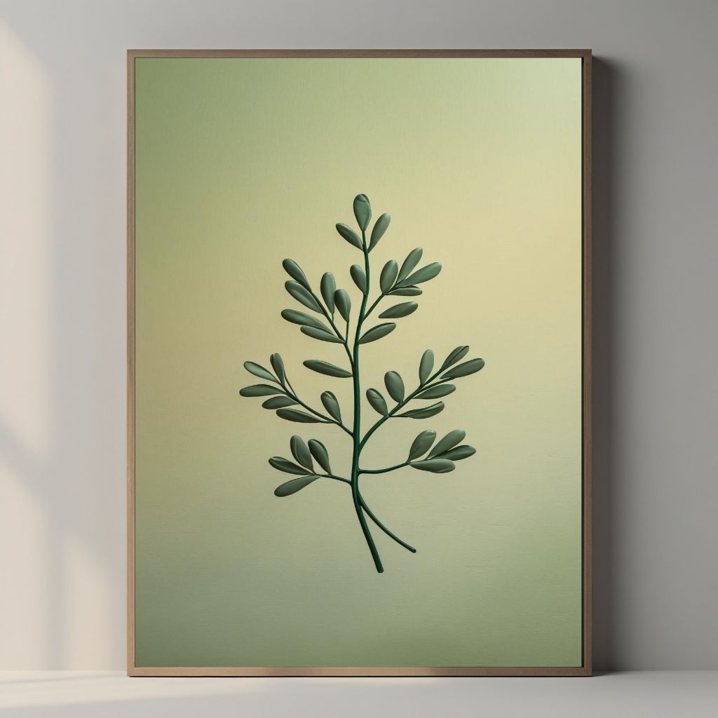 Arte de pared botánico minimalista imprimible, póster de rama de hoja verde, decoración moderna de la naturaleza, arte escandinavo imprimible, impresión de descarga digital