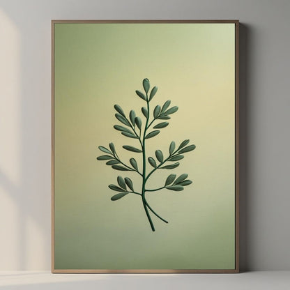 Arte de pared botánico minimalista imprimible, póster de rama de hoja verde, decoración moderna de la naturaleza, arte escandinavo imprimible, impresión de descarga digital