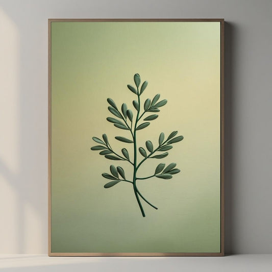 Arte de pared botánico minimalista imprimible, póster de rama de hoja verde, decoración moderna de la naturaleza, arte escandinavo imprimible, impresión de descarga digital