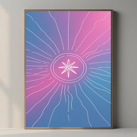 Celestial Star Wall Art Printable, Gradient Cosmic Starburst Print, Modern Galaxy Home Decor, Minimal Space Poster, Digital Download