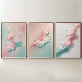 Pastel Abstract Wall Art Set of 3 | Soft Pink Blue Prints | Modern Minimalist Artwork | Contemporary Dreamy Decor | Digital Download