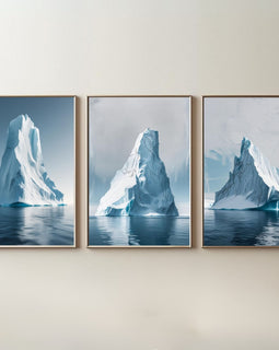 Set de 3 impresiones artísticas de pared con iceberg, láminas de paisajes del océano Ártico, decoración de pared minimalista costera, descarga digital