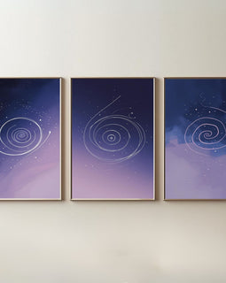 Celestial Spiral Wall Art Set of 3 | Purple Galaxy Printable Art | Cosmic Minimalist Decor | Abstract Space Wall Art | Modern Bedroom Poster Set | Digital Download