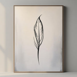 Feather Line Art Printable, Minimal Feather Wall Art, Botanical Line Drawing Poster, Modern Neutral Digital Print, Instant Download Artwork