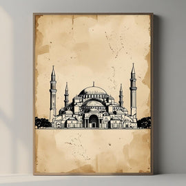 Hagia Sophia Wall Art Printable, Minimal Mosque Poster, Istanbul Architecture Print, Historic Landmark Decor, Digital Download