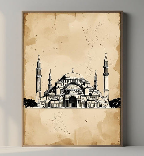 Hagia Sophia Wall Art Printable, Minimal Mosque Poster, Istanbul Architecture Print, Historic Landmark Decor, Digital Download