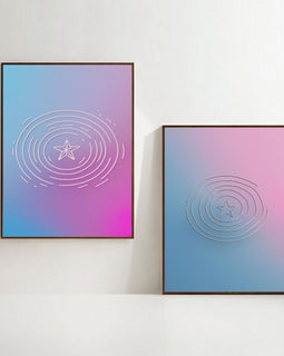 Geometric Gradient Wall Art Set of 2 Printable, Modern Abstract Pastel Circle Prints, Contemporary Minimalist Home Decor, Digital Download