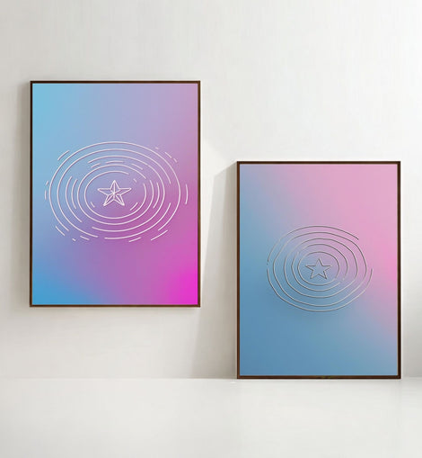 Geometric Gradient Wall Art Set of 2 Printable, Modern Abstract Pastel Circle Prints, Contemporary Minimalist Home Decor, Digital Download