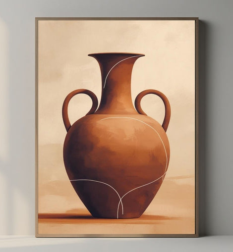 Minimal Ceramic Vase Wall Art Printable, Terracotta Vase Poster, Modern Pottery Decor, Scandinavian Neutral Print, Digital Download Print