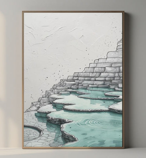 Travertine Wall Art Printable | Minimal Mineral Pool Landscape | Modern Nature Wall Decor | Scandinavian Digital Download Poster