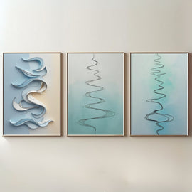 Minimalist Abstract Line Wall Art Set of 3 | Modern Flowing Curves Prints | Scandinavian Contemporary Decor | Digital Download