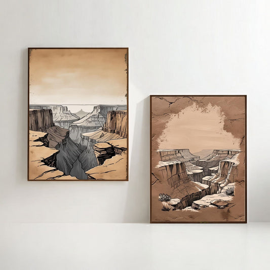 Set de 2 cuadros imprimibles del Gran Cañón, impresiones de paisajes de cañones desérticos, decoración de hogar del suroeste, descarga digital