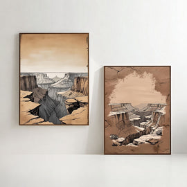Grand Canyon Wall Art Set of 2 Printable, Desert Canyon Landscape Prints, Southwestern Home Decor, Digital Download