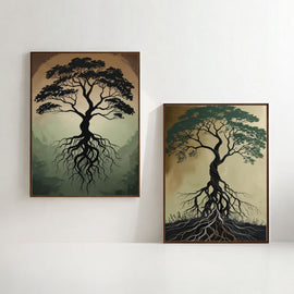 Tree of Life Wall Art Set of 2 | Roots and Growth Art Prints | Spiritual Tree Decor | Nature Wall Art | Symbolic Botanical Artwork | Printable Wall Decor