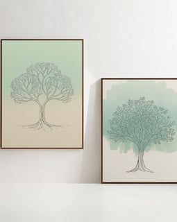 Minimalist Tree Wall Art Set of 2 | Botanical Line Drawing Printable Art | Sage Green Nature Decor | Scandinavian Tree Poster Set | Modern Organic Wall Art | Digital Download
