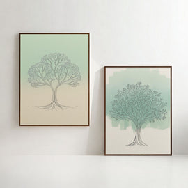 Minimalist Tree Wall Art Set of 2 | Botanical Line Drawing Printable Art | Sage Green Nature Decor | Scandinavian Tree Poster Set | Modern Organic Wall Art | Digital Download