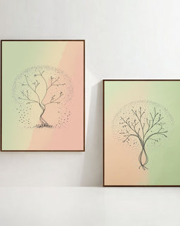 Abstract Tree Wall Art Set of 2 Printable, Botanical Line Art Prints, Modern Nature Wall Decor, Digital Download
