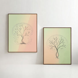 Abstract Tree Wall Art Set of 2 Printable, Botanical Line Art Prints, Modern Nature Wall Decor, Digital Download