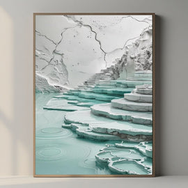 Travertine Terrace Wall Art Printable, Mineral Hot Springs Landscape Print, Minimal Nature Home Decor, Modern Spa Poster, Digital Download