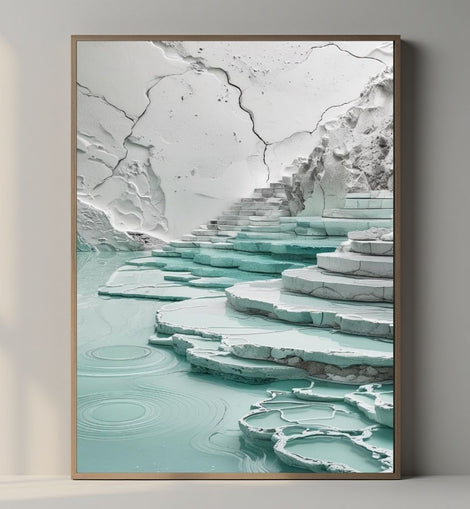 Travertine Terrace Wall Art Printable, Mineral Hot Springs Landscape Print, Minimal Nature Home Decor, Modern Spa Poster, Digital Download